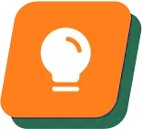 Orange lightbulb icon on a purple background