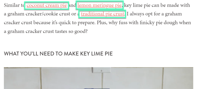 SEO content: Internal linking example
