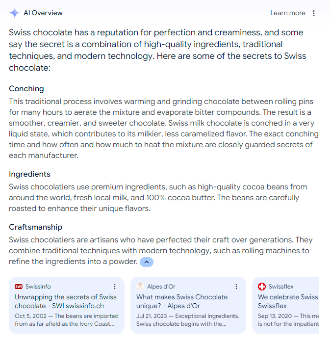 AI Overview ranking factor: Sources example