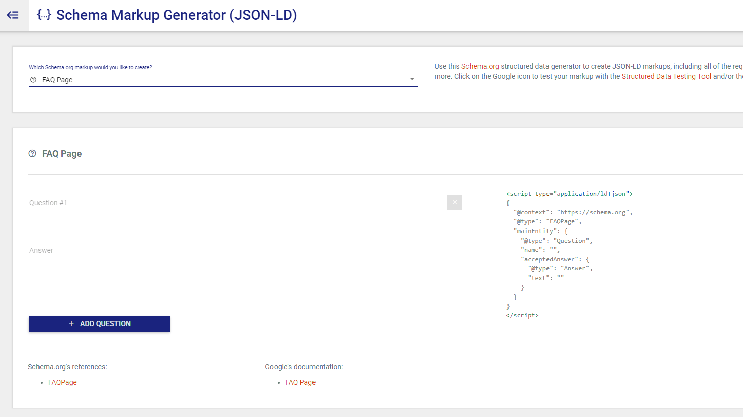 Schema markup generator tool