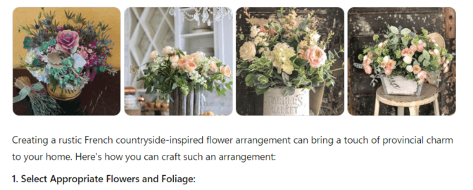 ChatGPT search with flower images