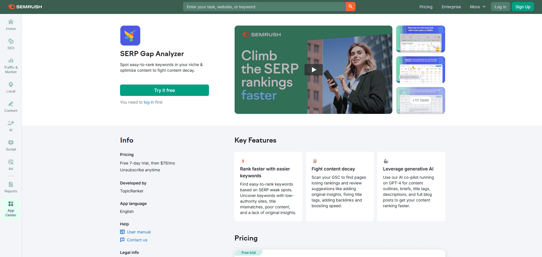 SERP Gap Analyzer by Semrush