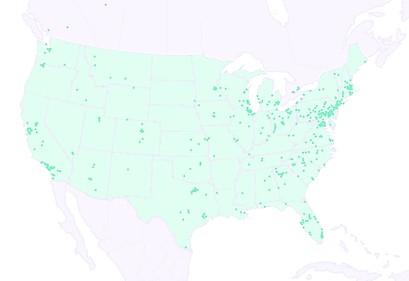 US map with local SEO service areas