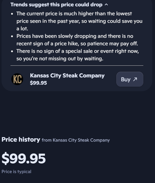 Copilot's pricing information about smoked meats