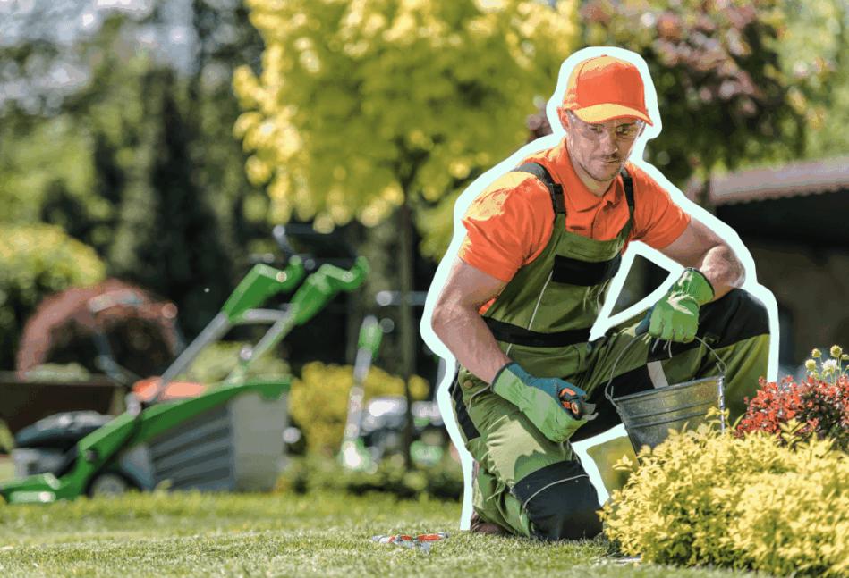 Man working on lawn care