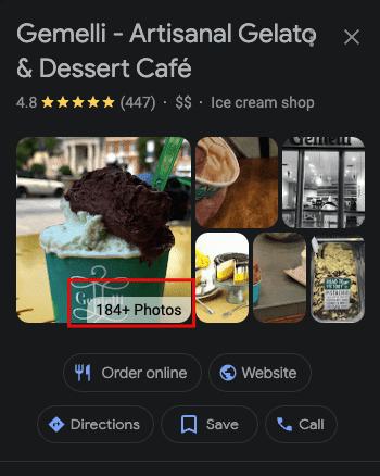 Google Business profile with photos